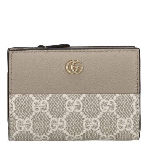GUCCI 二つ折り財布 スエード スウェード ベージュ GUCCI（グッチ） 財布 二つ折り ダイアナ ジャンボGG コンパクト