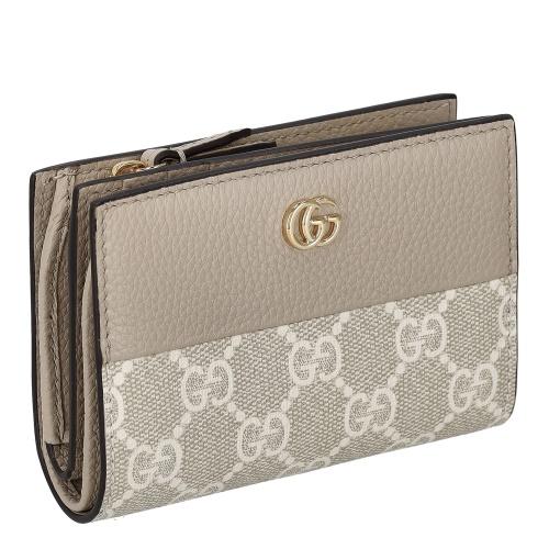 GUCCI グッチGGパターン ベージュ シルバー金具 二つ折り財布 GUCCI（グッチ） 二折財布小銭入付き メンズ ブランド GUCCI BICOLOR