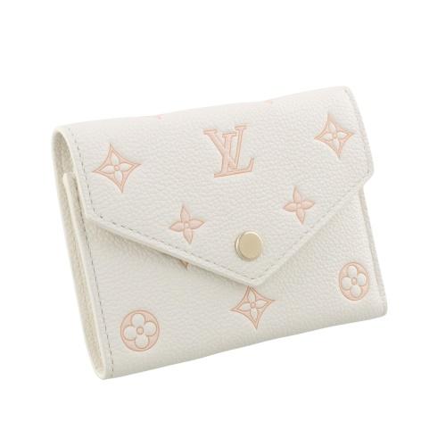 ルイヴィトン 三つ折り財布 モノグラム アンプラント ポルトフォイユ・ヴィクトリーヌ ホワイト LOUIS VUITTON M28299 ミルキーホワイト/ピーチの画像