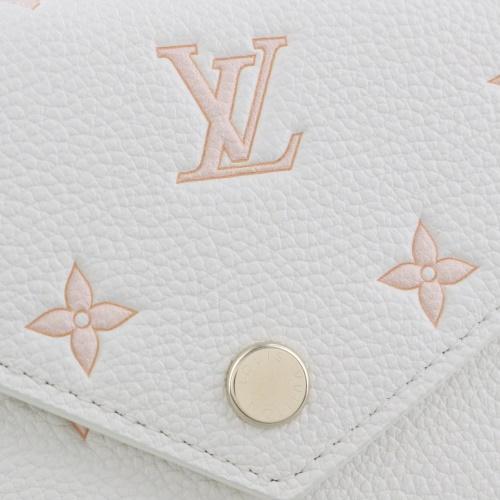 ルイヴィトン 三つ折り財布 モノグラム アンプラント ポルトフォイユ・ヴィクトリーヌ ホワイト LOUIS VUITTON M28299 ミルキーホワイト/ピーチの画像