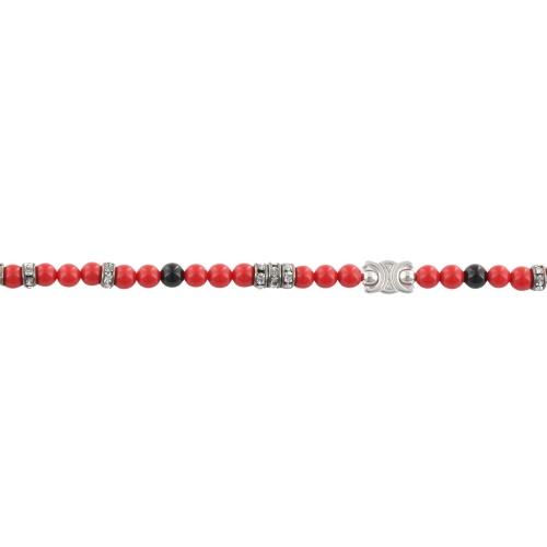 セリーヌ ネックレス メンズ SAN ONOFRE TRIOMPHE NECKLACE レッド CELINE 461OT 6OGB 27SR BLACK/RED/SILVERの画像