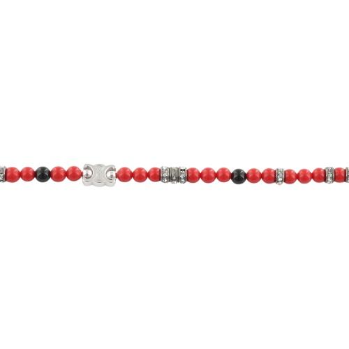 セリーヌ ネックレス メンズ SAN ONOFRE TRIOMPHE NECKLACE レッド CELINE 461OT 6OGB 27SR BLACK/RED/SILVERの画像