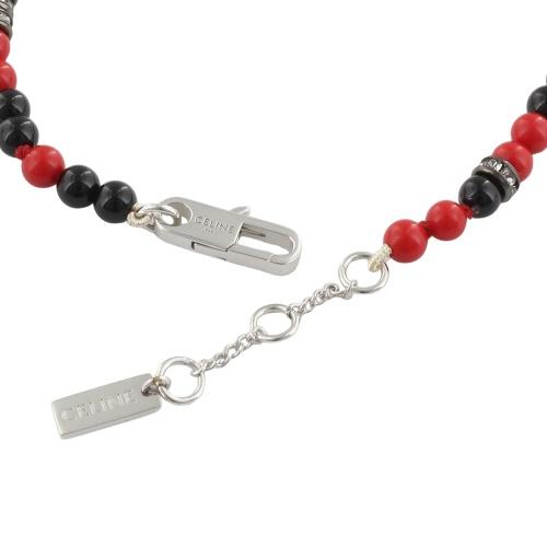 セリーヌ ブレスレット メンズ SAN ONOFRE TRIOMPHE BRACELET レッド CELINE 461OU 6OGB 27SR BLACK/RED/SILVERの画像