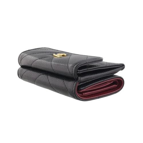 【新品】CHANEL ブラックレザー 三つ折り財布 CHANEL（シャネル） 三つ折り財布 レディース ブラック CHANEL AP5202