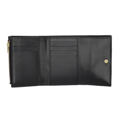 ボッテガヴェネタ 三つ折り財布 レディース マキシイントレチャート MAXI INTRECCIAT ブラック BOTTEGA VENETA 651372 V3UO1 8425の画像
