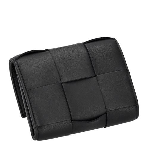 ボッテガヴェネタ 三つ折り財布 レディース マキシイントレチャート MAXI INTRECCIAT ブラック BOTTEGA VENETA 651372 V3UO1 8425の画像