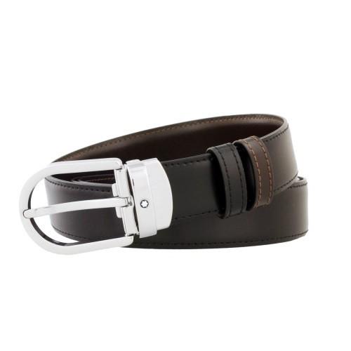 【新品】MONTBLANC モンブラン U0038157 ベルト ブラック×ブラウン MONTBLANC（モンブラン） ベルト メンズ ブラック ブラウン 38157