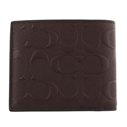 COACH コーチ メンズ 折り財布 ブラウン マホガニー シグネチャーエンボス COACH（コーチ） COACH OUTLET アウトレット 二つ折り財布 メンズ