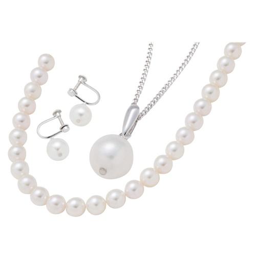 ネックレス ハナダマアコヤパール ネックレスイヤリングセット 8.5-9mm 