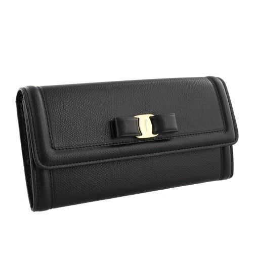 FERRAGAMO（フェラガモ） 長財布 レディース ヴァラリボン ブラック