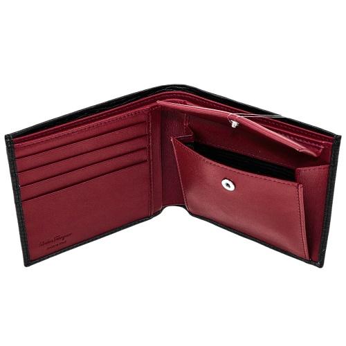 Ferragamo フェラガモ 二つ折り財布 メンズ リバイバル ブラック 66A065 685986 NERO REDの画像