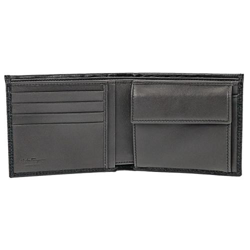 FERRAGAMO ブラックレザー 二つ折り財布 FERRAGAMO フェラガモ Ferragamo 二つ折り財布 メンズ コンパクト