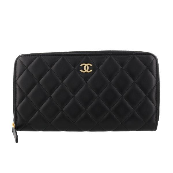 CHANEL ブラック レザー 長財布 マトラッセ CHANEL（シャネル） 長財布 レディース マトラッセ ブラック AP0242