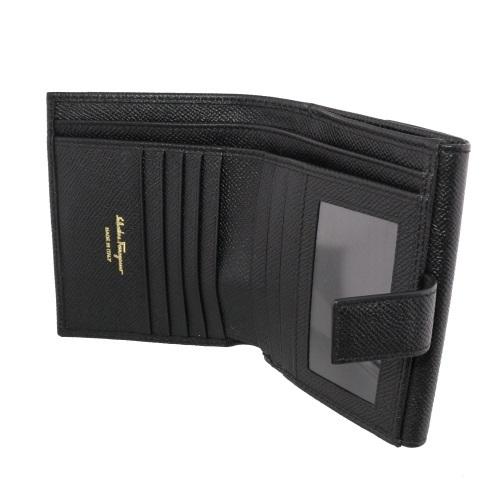 フェラガモ Ferragamo 二つ折り財布 レディース ブラック 22C877 0673998 NERO(GD)の画像
