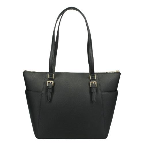 MICHAEL KORSマイケルコースビジネス通勤黒レザートートバッグ大容量美品 マイケルコース MICHAEL KORS トートバッグ レディース ブラック