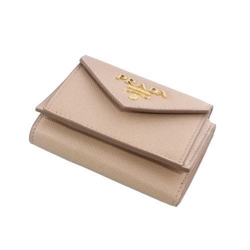 プラダ PRADA 三つ折り財布 レディース ピンクベージュ 1MH021 QWA  