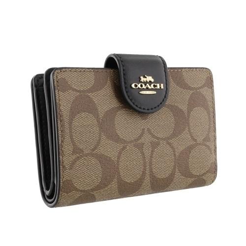 COACH　コーチ　C0082　二つ折り財布　ラグジュアリー　カーキ コーチ アウトレット COACH 二つ折り財布 レディース カーキ ブラック