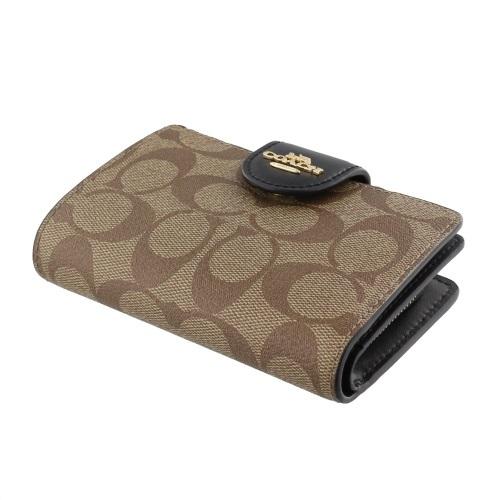 コーチ アウトレット COACH 二つ折り財布 レディース カーキ ブラック