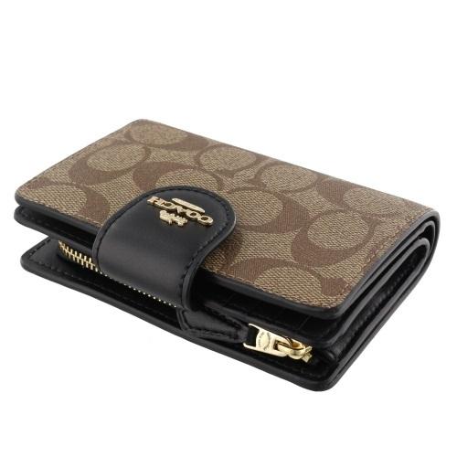 コーチ アウトレット COACH 二つ折り財布 レディース カーキ ブラック