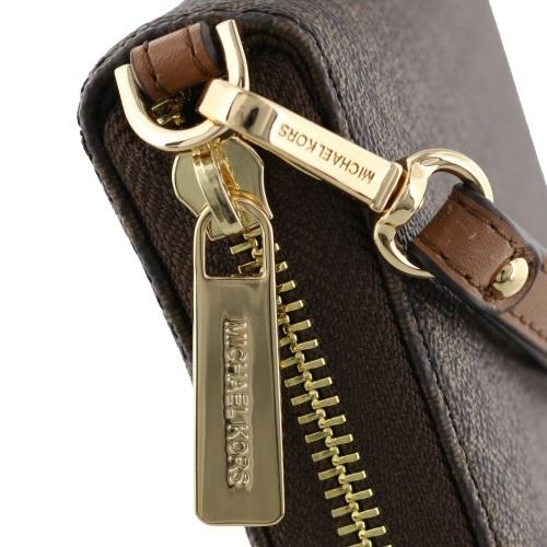 【新品】マイケルコース ストラップ付き 長財布 ブラウン レザー MICHAEL KORS（マイケルコース） 長財布 レディース ブラウン