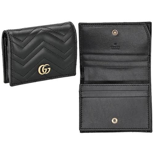 グッチ 二つ折り財布 レディース GGマーモント ブラック GUCCI 466492 DTD1T 1000の画像