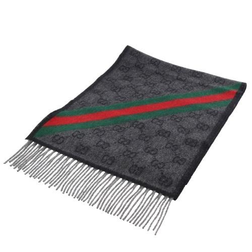 グッチ マフラー メンズ レディース GGロゴ ブラック グレー GUCCI