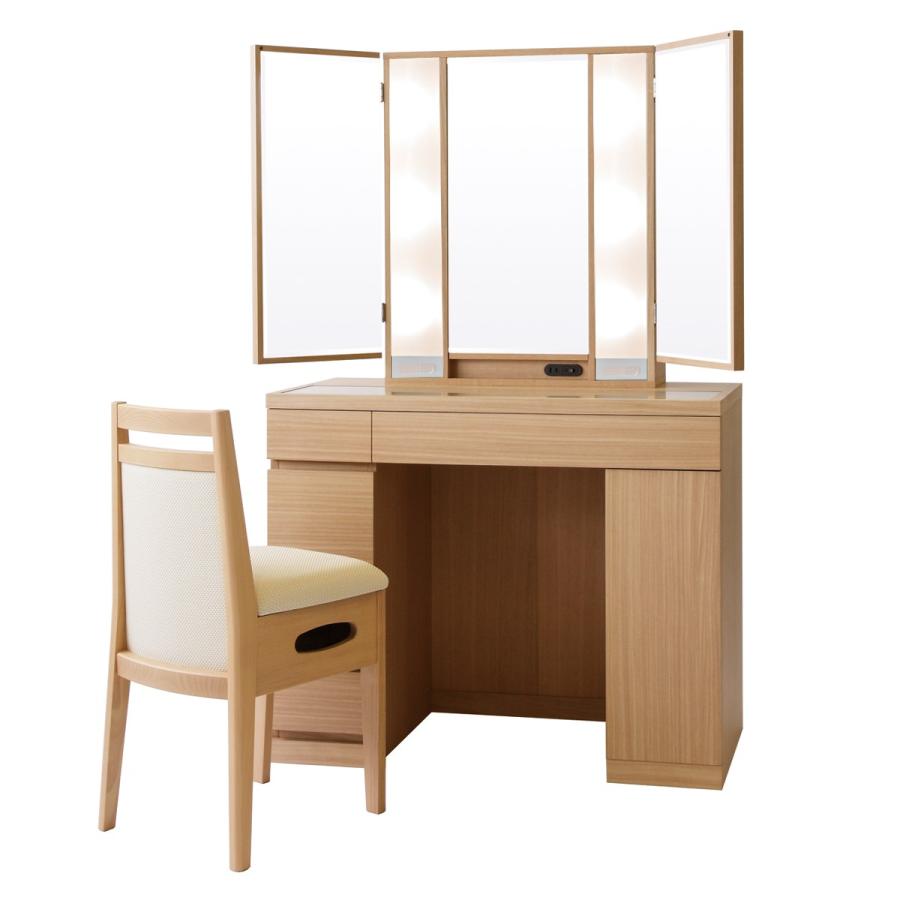 関本家具装芸 プリマ女優ミラー ナチュラル 半三面鏡ハリウッドミラー