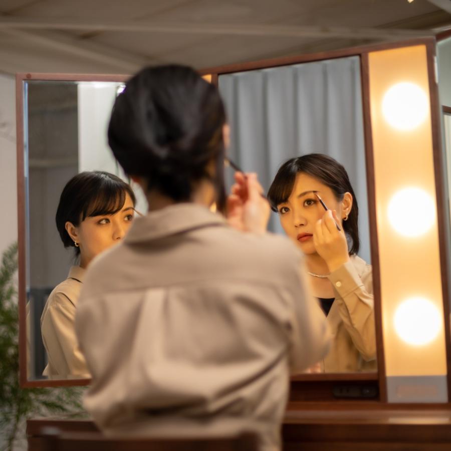 関本家具装芸 プリマ女優ミラー ウォールナット 半三面鏡ハリウッド