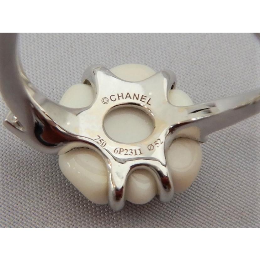 CHANELシャネル カメリアリング K18WGホワイトゴールド カルセドニー ＃5２　【中古】程度B｜sekine-shimbashi｜06