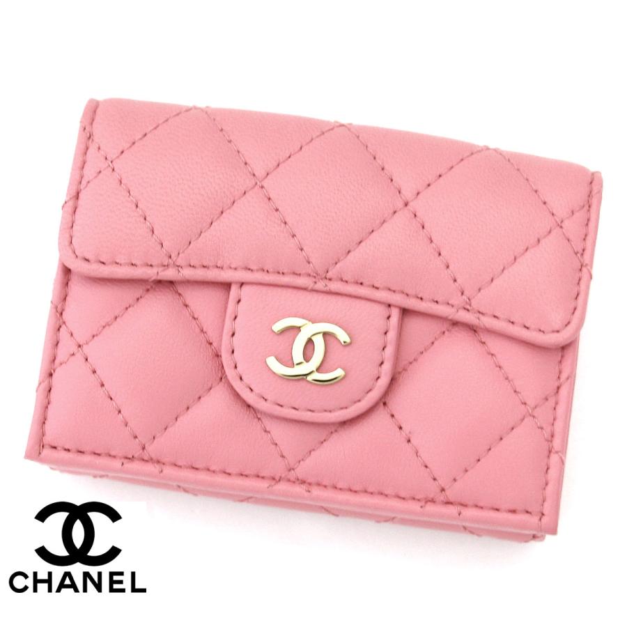 CHANEL シャネル AP0230 PINK マトラッセ ラムスキン 三つ折り財布 