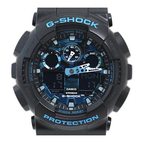 CASIO　G-SHOCK GA-100CB-1AJF カシオ  腕時計 GA-100BL-1AJF デジアナ ブラック×ブルー 耐磁性能搭載　カモフラ　迷彩　カモフラージュ｜sekine｜02