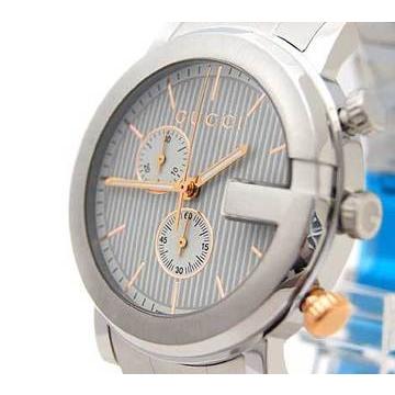 GUCCI グッチ YA101360 メンズ ウォッチ 腕時計 シルバー×ピンクゴールド Gクロノ 店頭長期在庫 在庫処分 :gucci-w