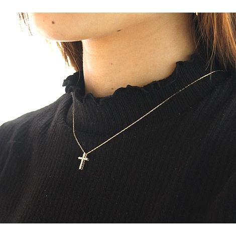 K18 ダイヤモンド ネックレス クロス ペンダント ハート＆キューピッド