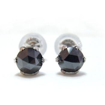 PT　プラチナ900　ローズカット　ブラックダイヤモンド　ピアス　男女兼用　トータル0,50ct　一粒　シンプル　定番　品質保証書付き