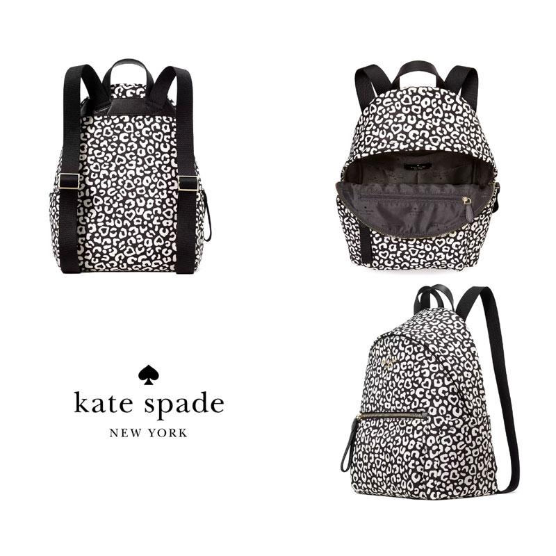 kate spade ケイトスペード KF338 001 チェルシー グラフィック レオパード ハート プリント ミディアム バックパック ブラック 軽量 新品 ラッピング不可｜sekine｜02