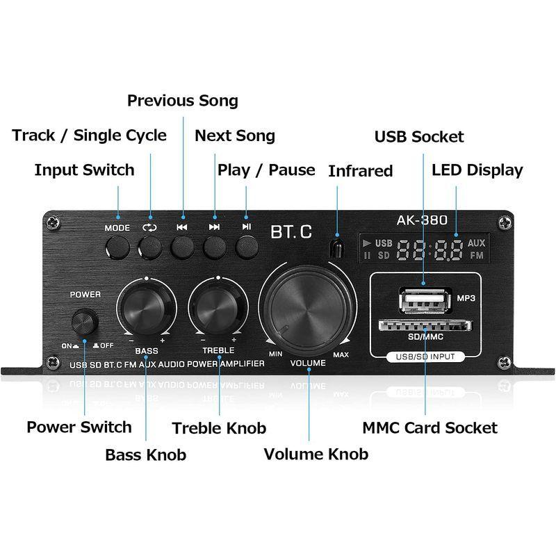 最新入荷】Mini Bluetooth 5.0 Player ホーム カー Music ステレオ USB オーディオアンプ デジタルアンプ プレーヤー オーディオアンプ 2.1ch高出力オーディオアンプ HONGXING製 HX-168AH 実効最大出力300W+300W+150W 重低音 Hi-Fi2.1c
