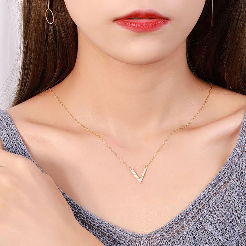 Aleasha v字 ネックレス レディース 人気 s925 18K金メッキ シンプル