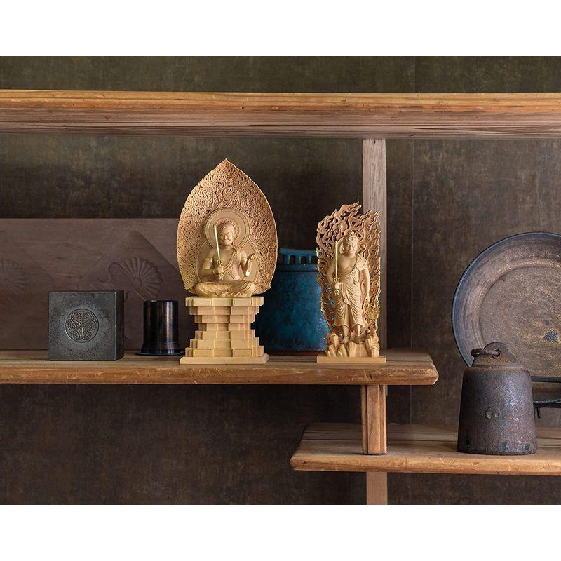 極小仏 不動明王 11.5cm（木製：ツゲ 金泥仕上）＿仏像 フィギュア