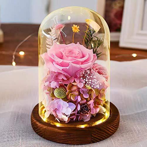 バラ プリザーブドフラワー 花 枯れない花 キラキラ Ledライト付き ガラス 蓋 手作りのお花 観葉植物 仏花 プレゼント 創意ギフト 女性 母 祖 Yu1oybnypn Www Bugacpusztahaza Hu