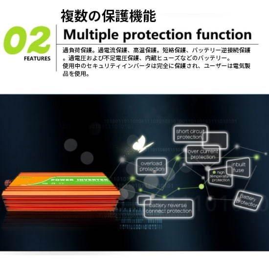 インバーター 12V AC 500W 純正弦波 100V 保護機能 スマート インバーター 12V AC 500W 純正弦波 100V 保護機能 スマート