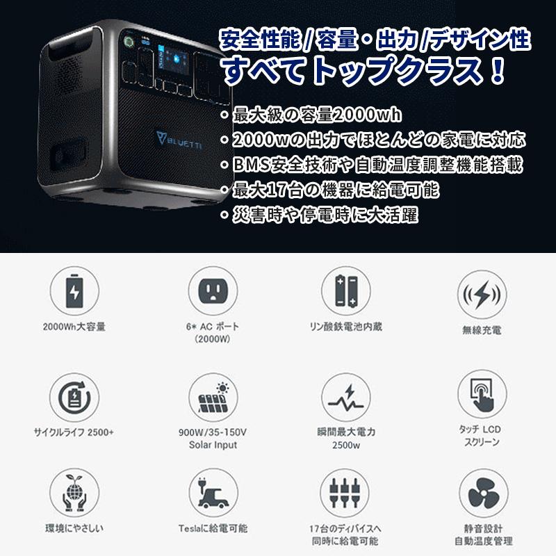 プラグインソーラー 400W ポータブル電源 2000Wh BLUETTI AC200 2000w