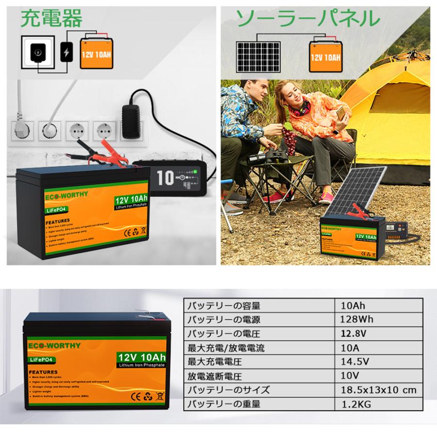 3000回使える 10AH リチウムイオンバッテリー 12V 128Wh バッテリー