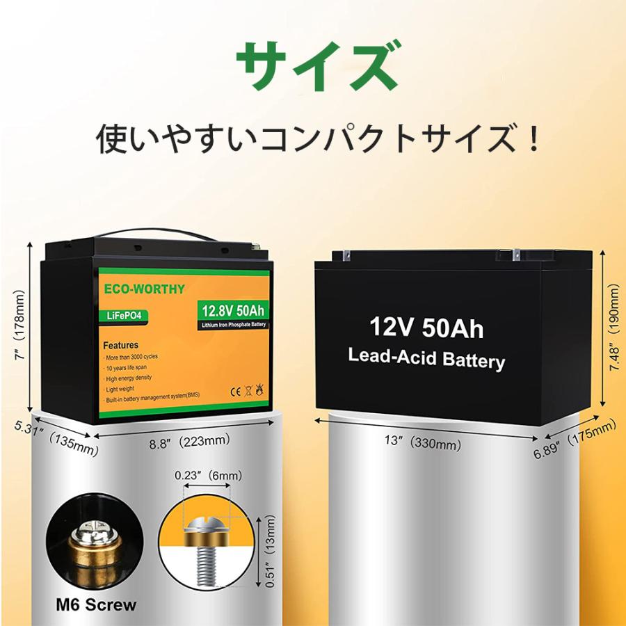 リン酸鉄リチウム電池 12v 50Ah 640Wh 3000回寿命 BMS保護 軽量 リン酸鉄リチウム電池 12v 50Ah 640Wh 3000回寿命 BMS保護 軽量