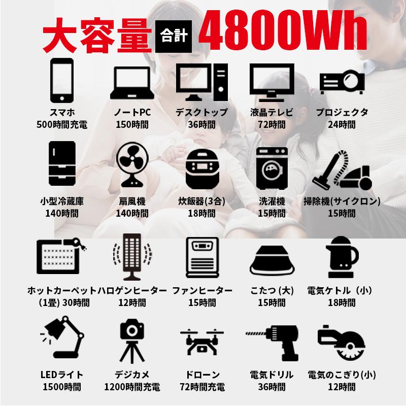 ハイブリッドインバーター 6600W 蓄電池4800Wh リチウムセット