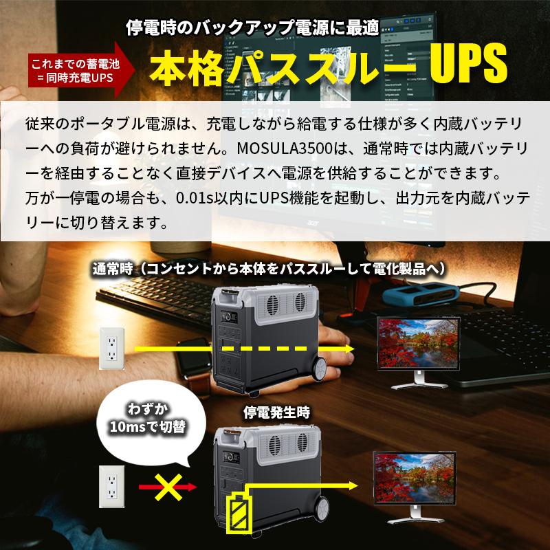 コンセントに差して発電 かんたん節電ソーラー付 ポータブル電源 家庭用蓄電池 容量3480wh AC出力 3300W UPS 440w パネルセット SEKIYA｜sekiyaeco｜12