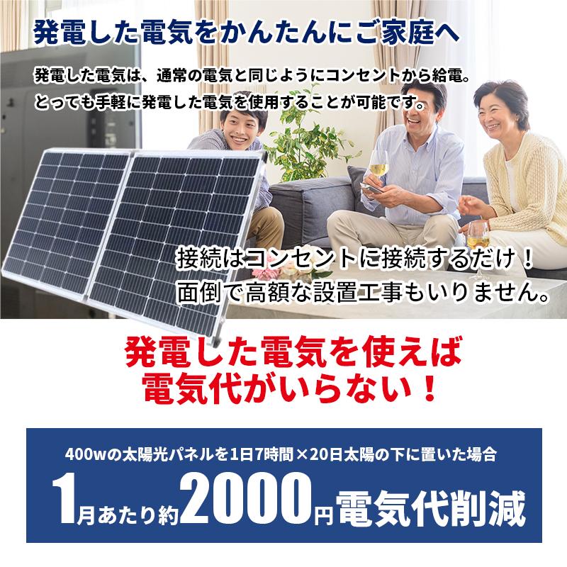 プラグインソーラー 400W （薄型折りたたみパネル100W×4枚）コンセント