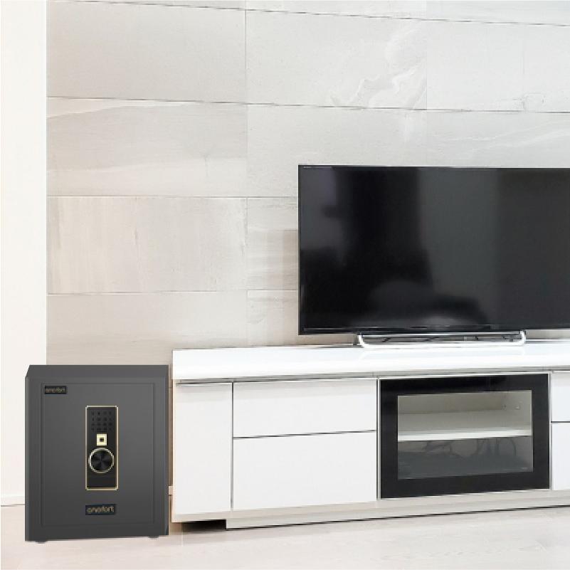 金庫 家庭用 小型 容量36L おしゃれ 45×38×33cm 鍵付き 指紋認証