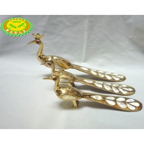 真鍮製 孔雀 香立て 真鍮製工芸品 親子（3ピ−コック（孔雀））のお香立て（ステック