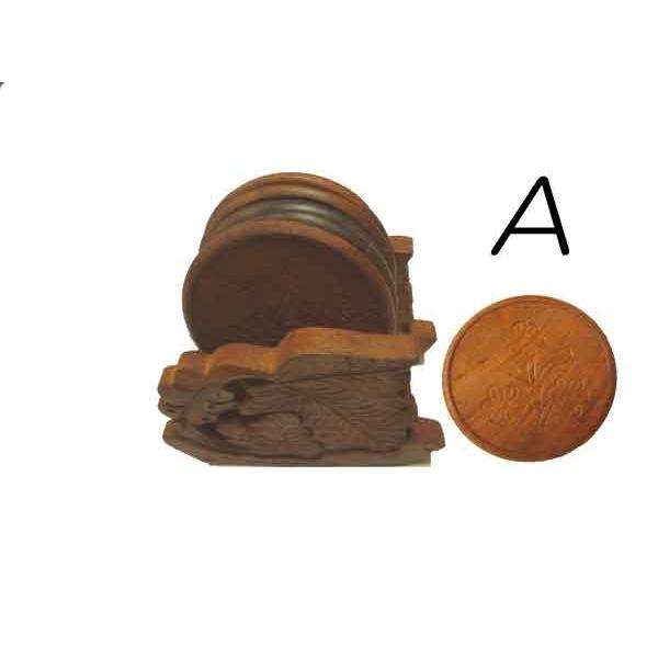 インド製 木製コースター 6枚組 : 自然派素材のせっけんワールド