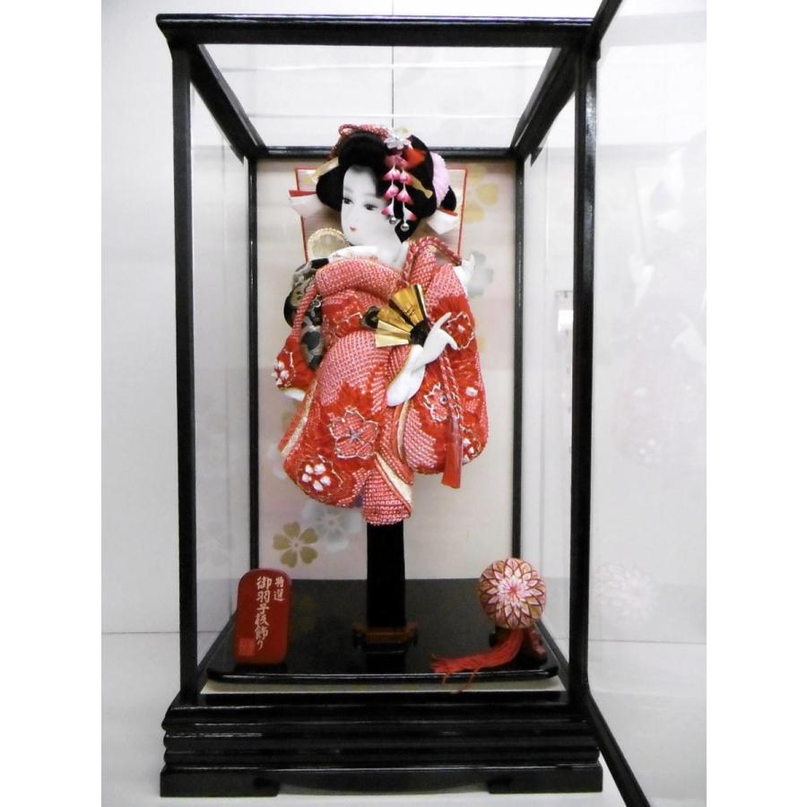 ケース入り羽子板飾り☆ 正絹 総絞り 金彩 押絵羽子板 市松柄 １６号（横幅３５ｃｍ・奥行２８ｃｍ・高さ６３ｃｍ） ☆女の子の初正月のお祝いに